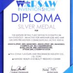 Manose Health and Beauty Research Center (Manose) and Thai – China flavours and fragrances industry Co.,Ltd. (TCFF) has been awarded the Silver Medal and Diploma Silver Medal for The mixture of Thai plant extracts entrapped in nanovesicles : An active for anti-hair loss and hair growth promotion cosmeceuticals (Active HG014)